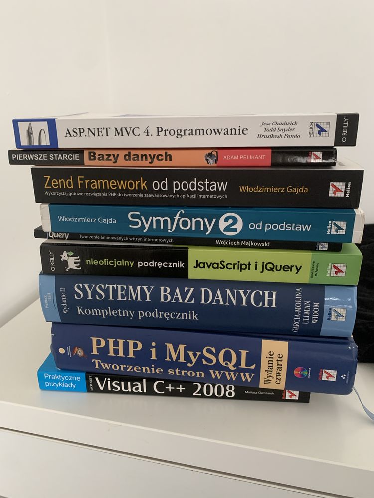 Zestaw ksiazek Javascript, PHP, Bazy Danych, .NET, MySQL SUPER STAN