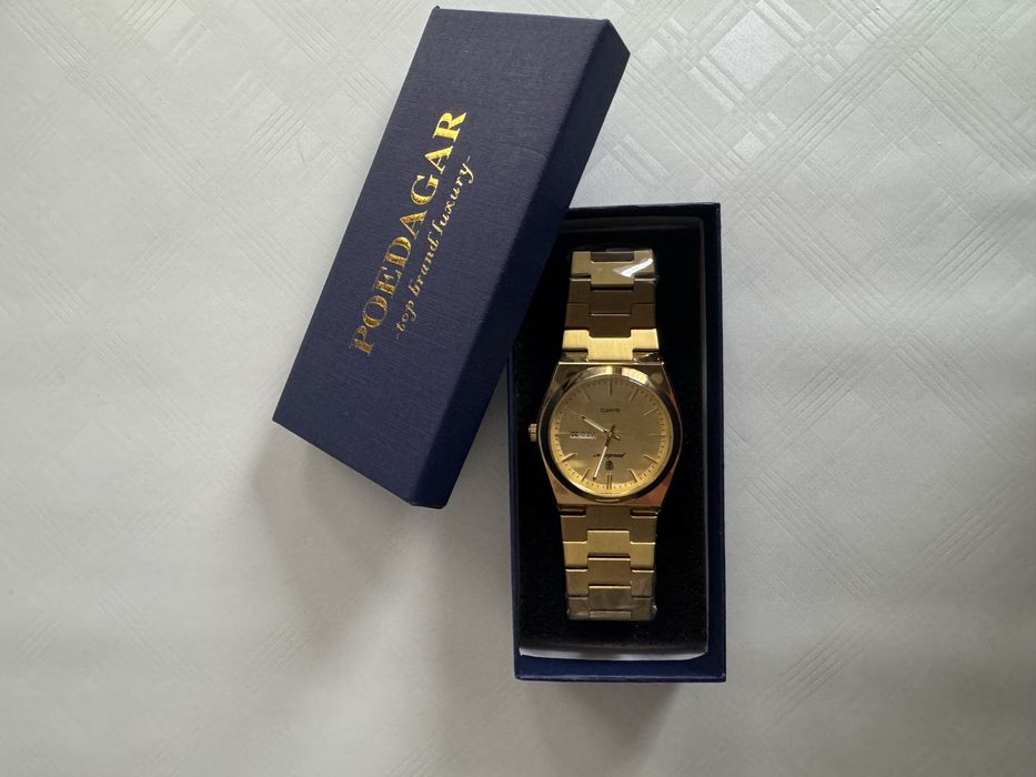 NOWY Elegancki złoty zegarek męski