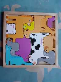 Układanka/puzzle drewniane zwierzęta wiejskie