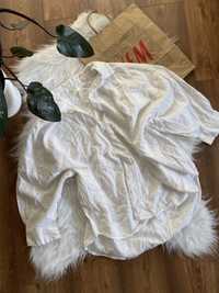 Letnia koszula lniana XL H&M oversizowa biała klasyczna elegancka