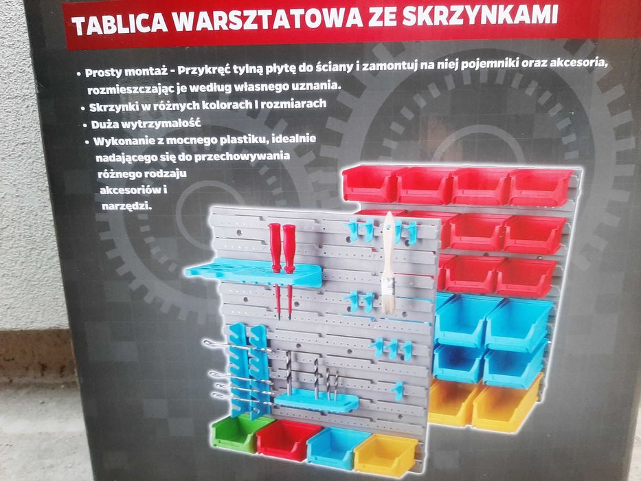 Tablica skrzynka warsztatowa wisząca organizer na narzędzia śrubki itp