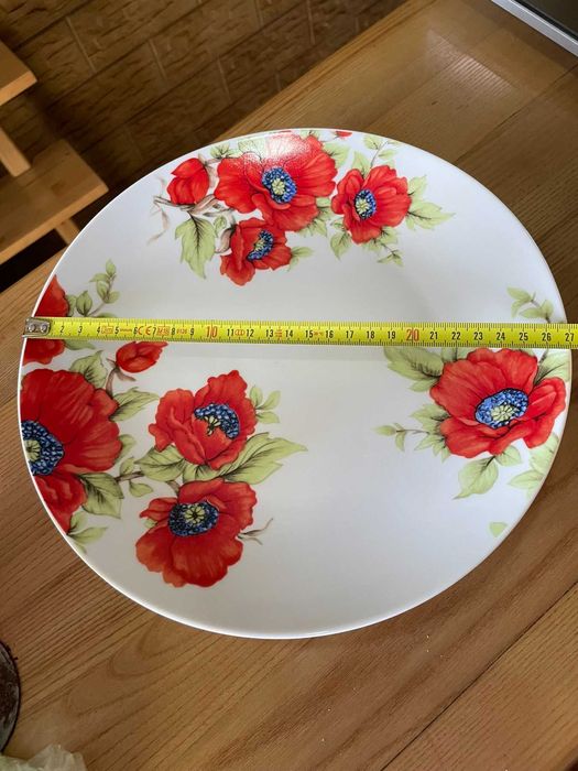 Набір 6+1 тарілок великих 27 см, порцеляна Італія, набір посуду,сервіз