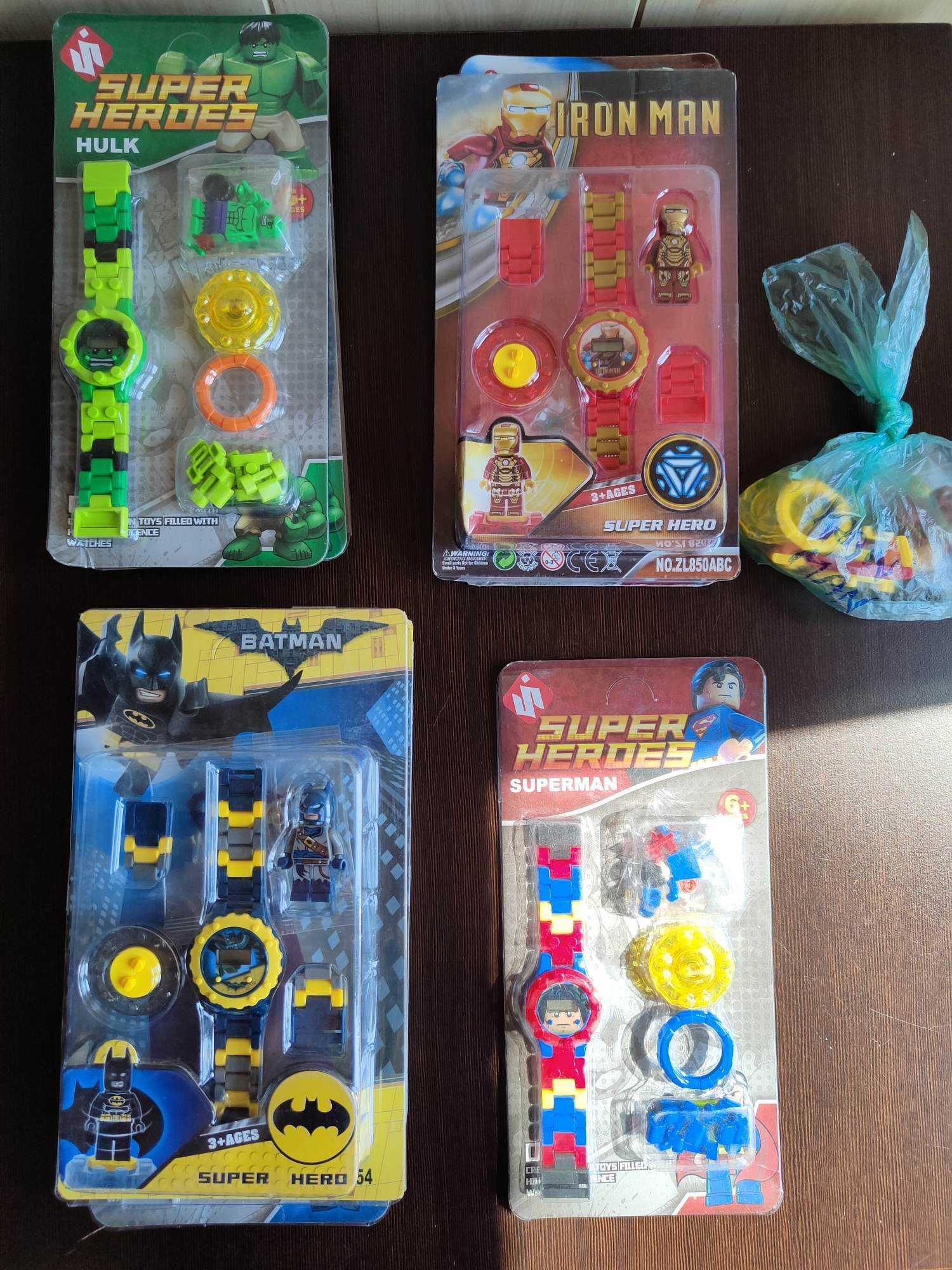 Zegarek BATMAN spiderman HULK z figurką jak LEGO KAI JAY COLE wzory