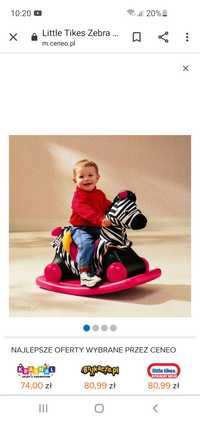 Zebra Little Tikes na biegunach 2 x 1 stan bardzo dobry