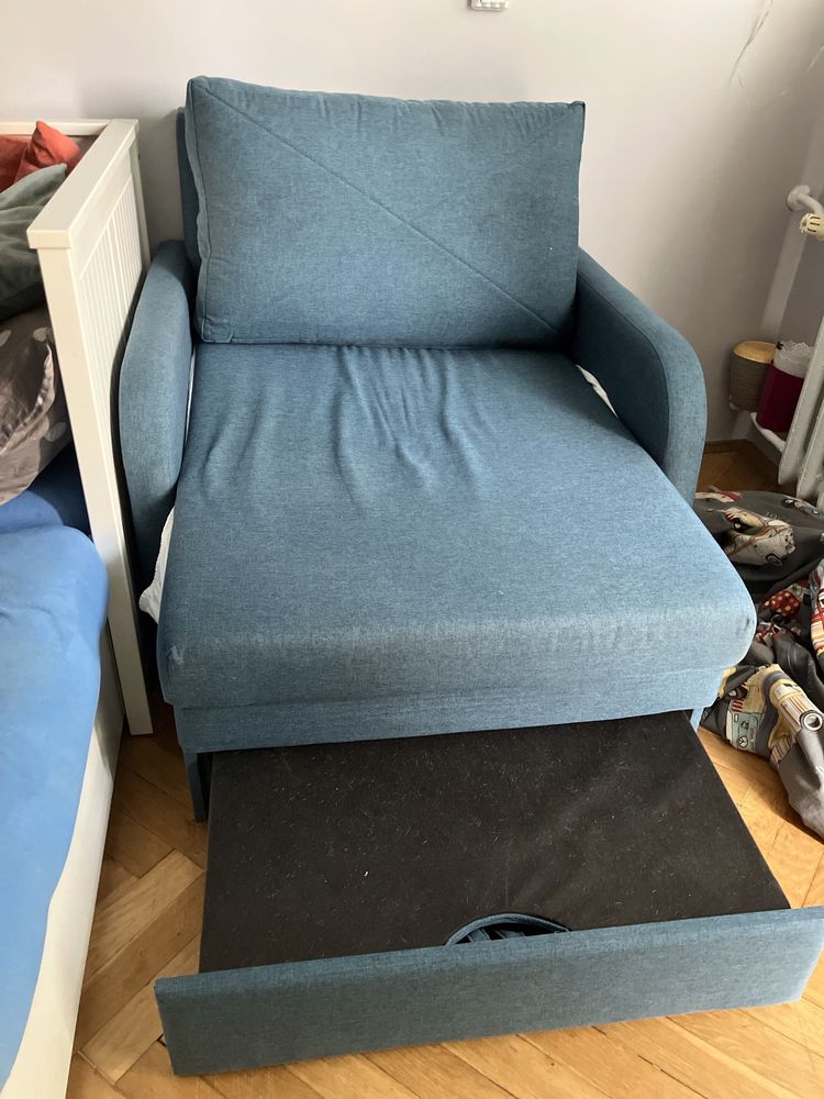 Sofa jednoosobowa rozkładana zielononiebieska FLOP agata meble