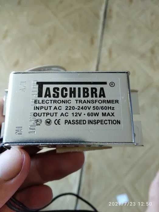 Трансформатор электронный понижающий (TASCHIBRA), 230V/12V 60W, TRA25