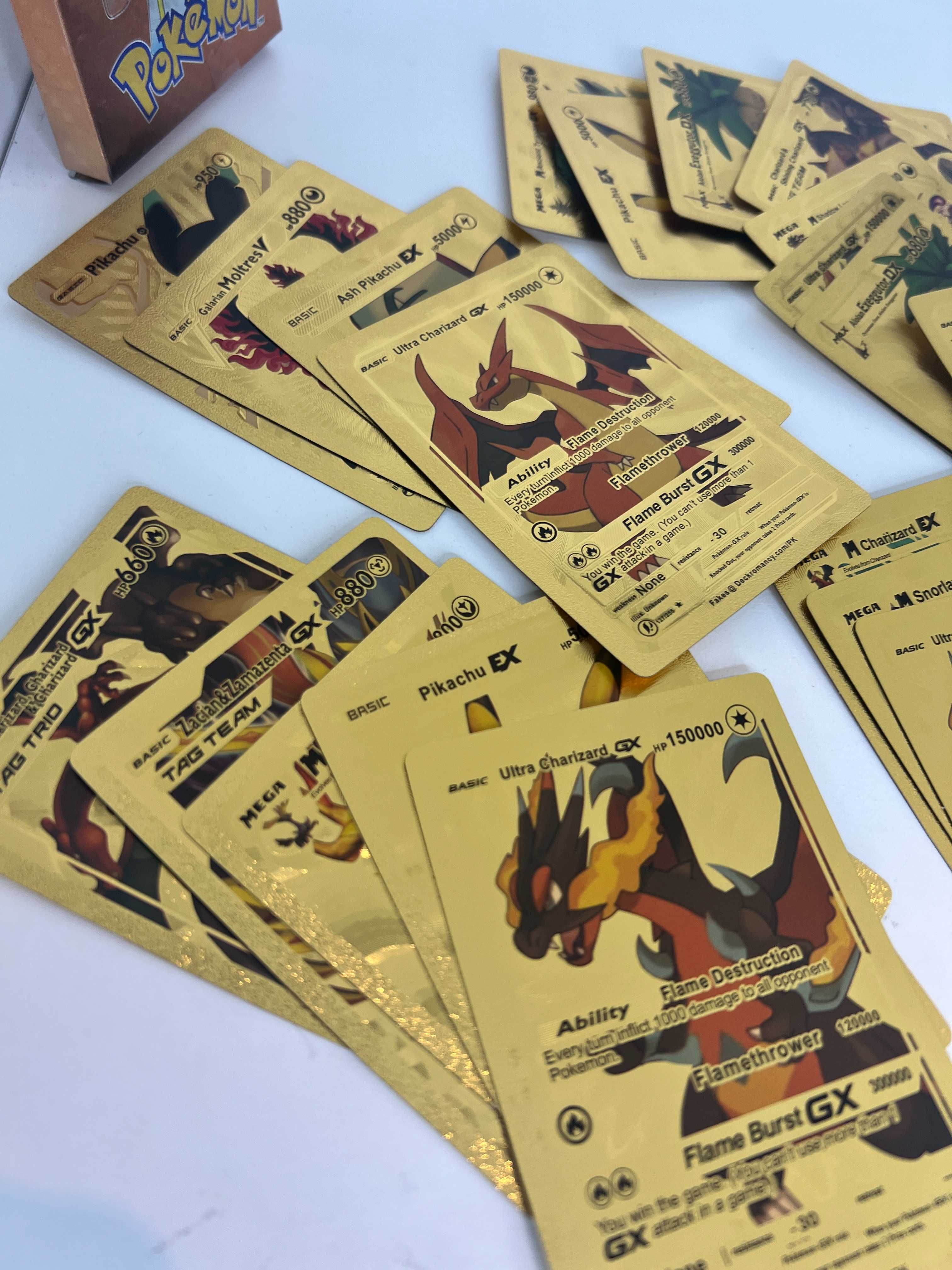 Metalizowane Karty Pokemon Pikachu Wysokie HP Pikaczu Złote Gold