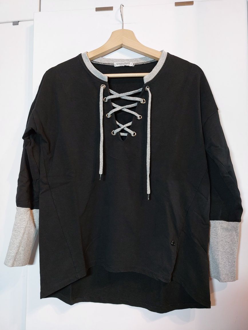 Czarna bluza Unisono S/M czarny sweter bluzka 38/M szara bluza 36/S