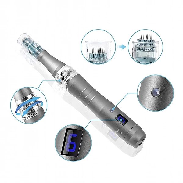 Bezprzewodowy Profesjonalny Derma Pen Mezoterapia Mikroigłowa + 20 Kar