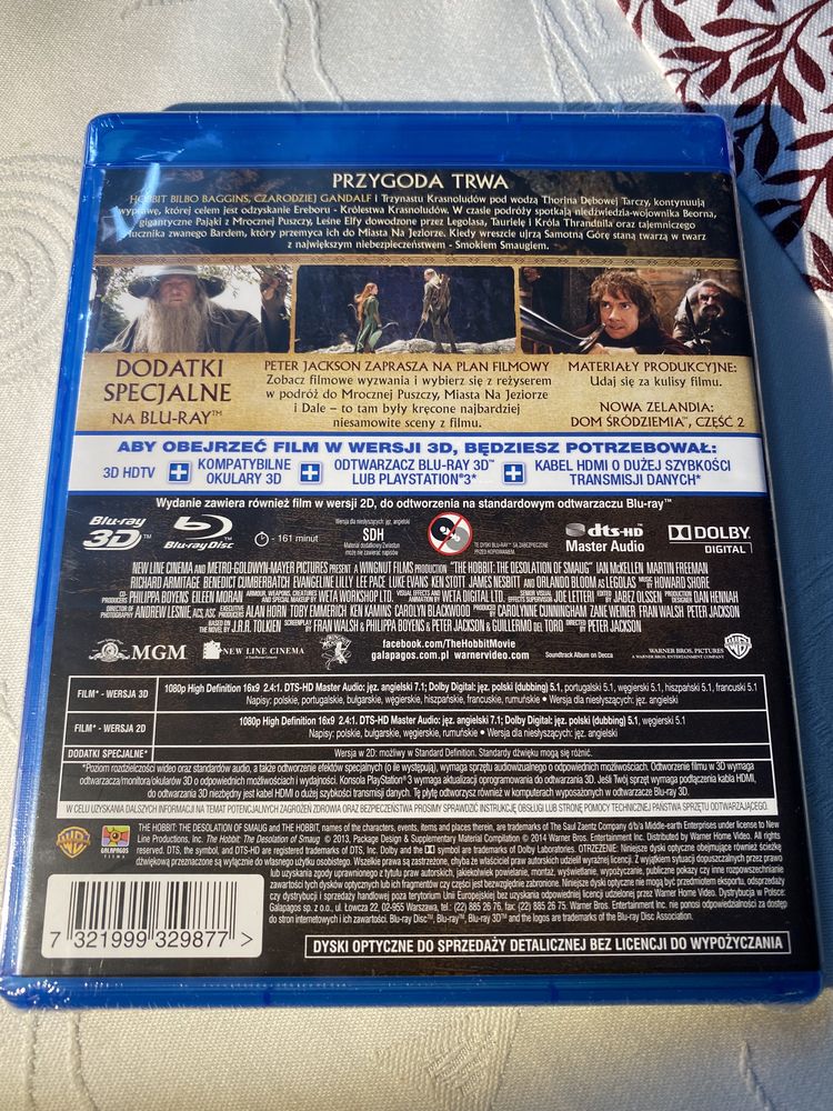 Hobbit Pustkowie Smauga 3D i 2D - Blu-ray