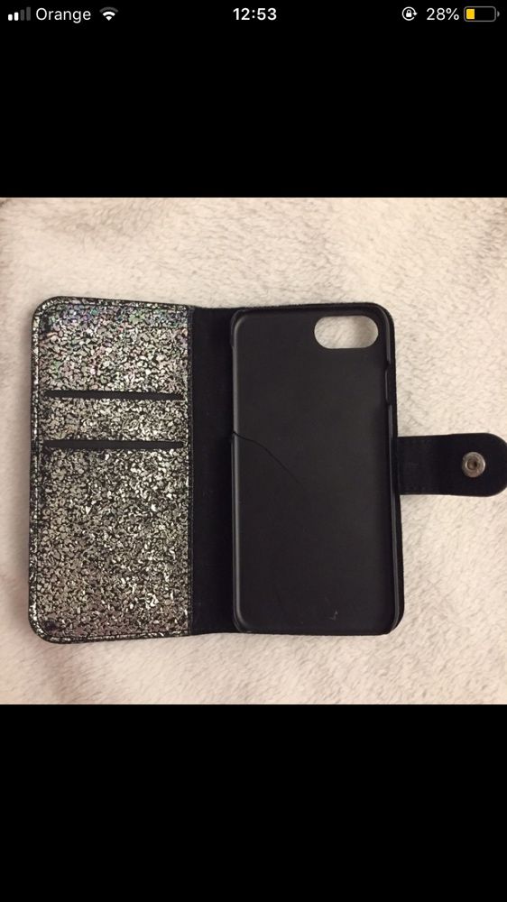 Case obudowa iPhone 6/6s czarny srebrny kolorowy z drobinkami świecący