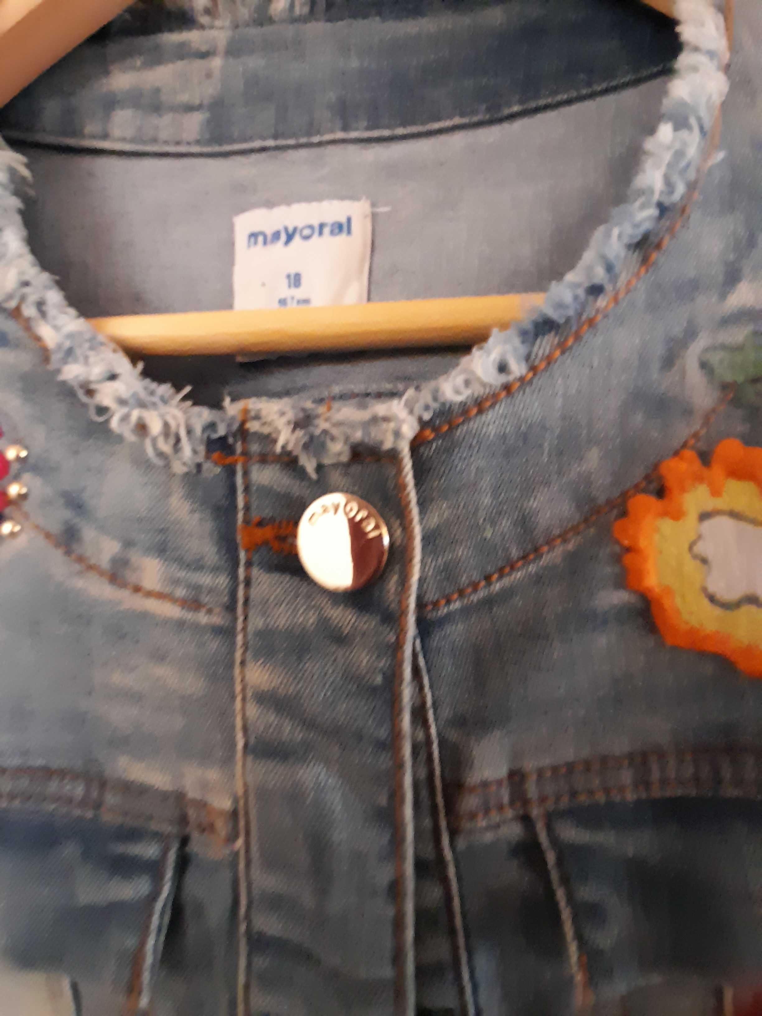 Kurtka jeansowa z wyhaftowanymi aplikacjami, rozmiar 18/167cm, Mayoral