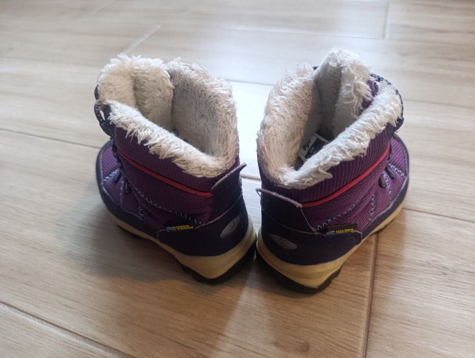 Buty zimowe, śniegowce, dziewczynka, fioletowe, wodoodporne, r. 23