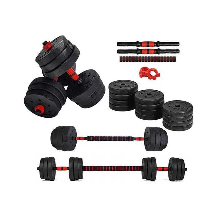 Hantle bitumiczne regulowane 2x10kg zestaw 20kg ze sztangą ŁDZ