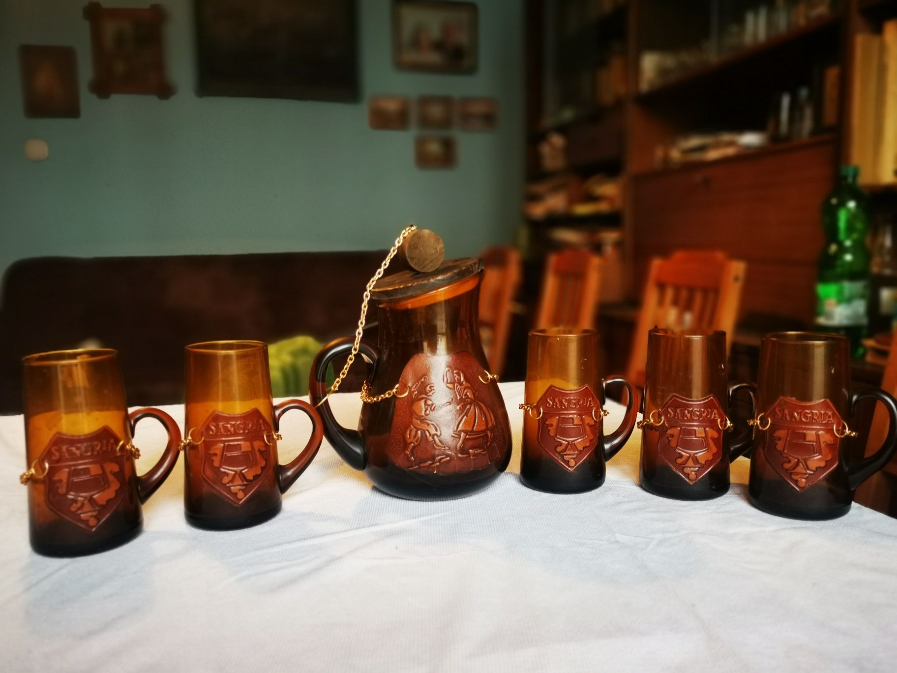 Dzbanek szklanki Sangria Wino Poncz Kompot lata 70 vintage prl