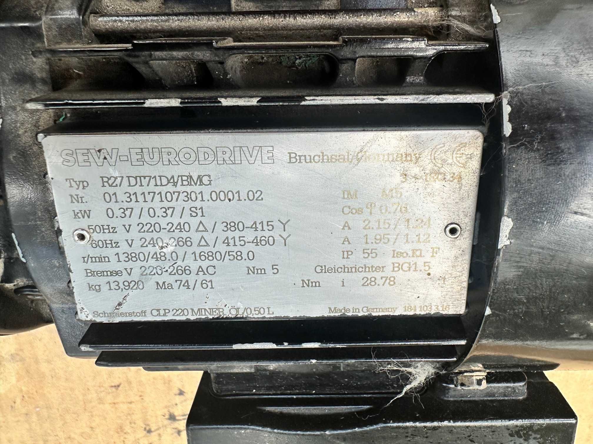 Motoreduktor z hamulcem, silnik sew 0,37 kw 48 obrotów fv