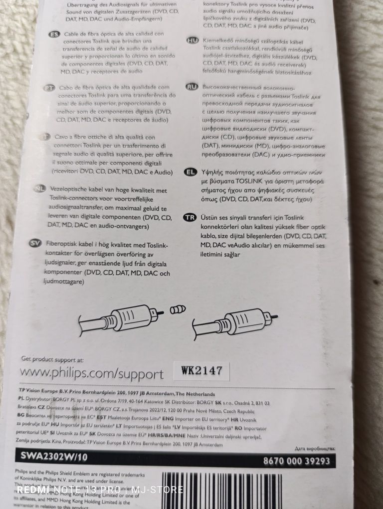 Kabel światłowodowy Toslink