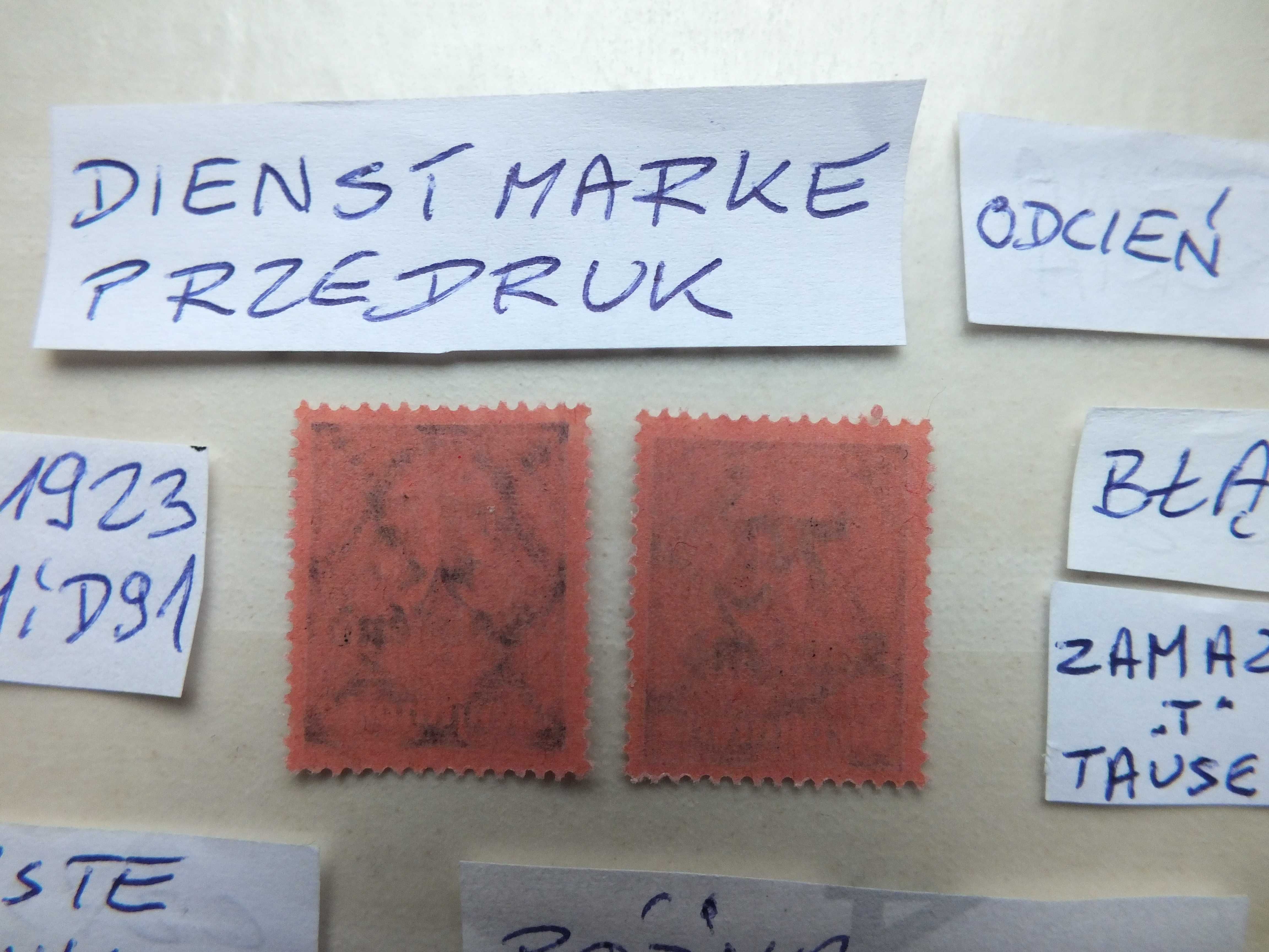 2szt. znaczki Mi D91 odcień BŁĄD Niemcy 1923r. CYFRY czyste ** DIENST