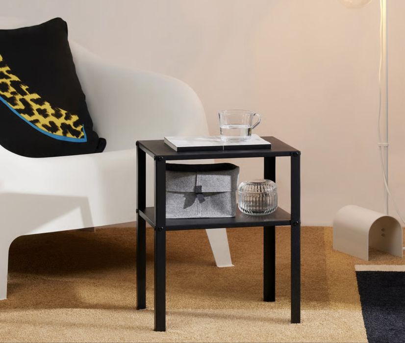 Mesa de cabeceira, preto, 37x28 cm em ferro