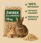Pellet żwirek drewniany jasny z trociny dla zwierząt 15kg