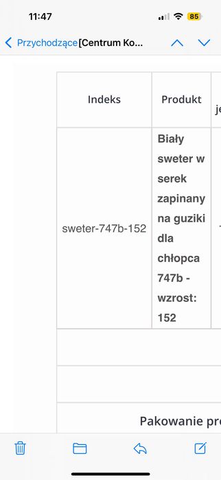 Biały sweter rozm. 152