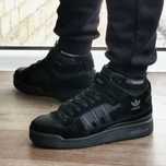 Высокие Зимние Кроссовки Адидас Forum с Мехом Черные Мужские Adidas