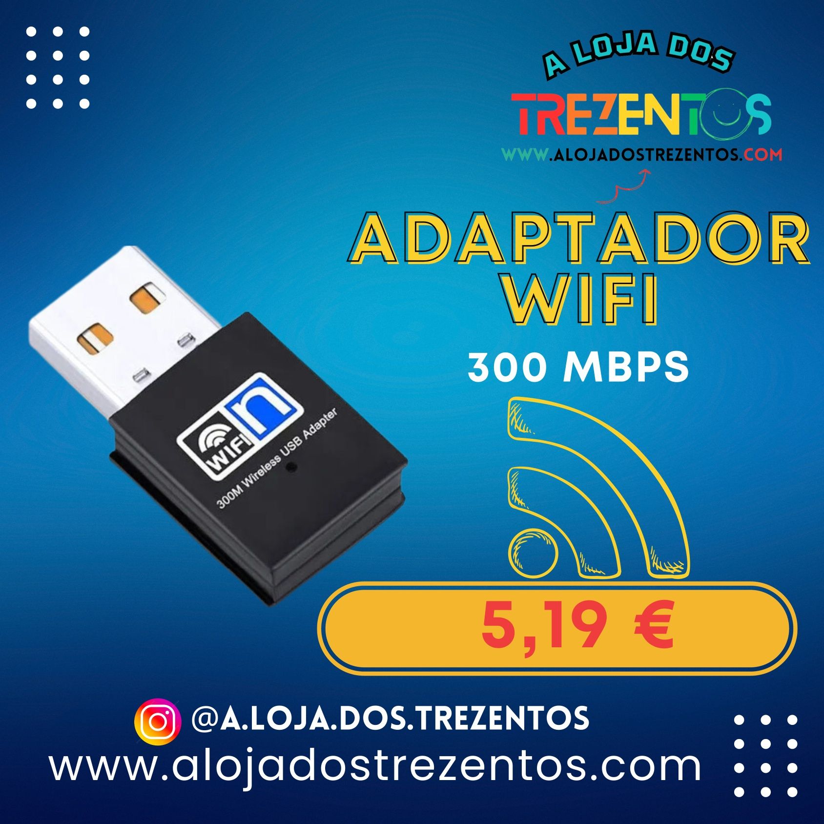 Adaptador WiFi USB 300 Mbps