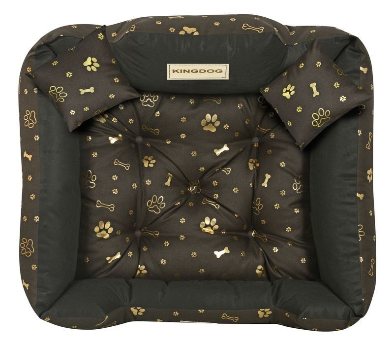 Legowisko Dla Psa Kojec Kingdog 75X65 Cm Wodoodporne Kości Złote