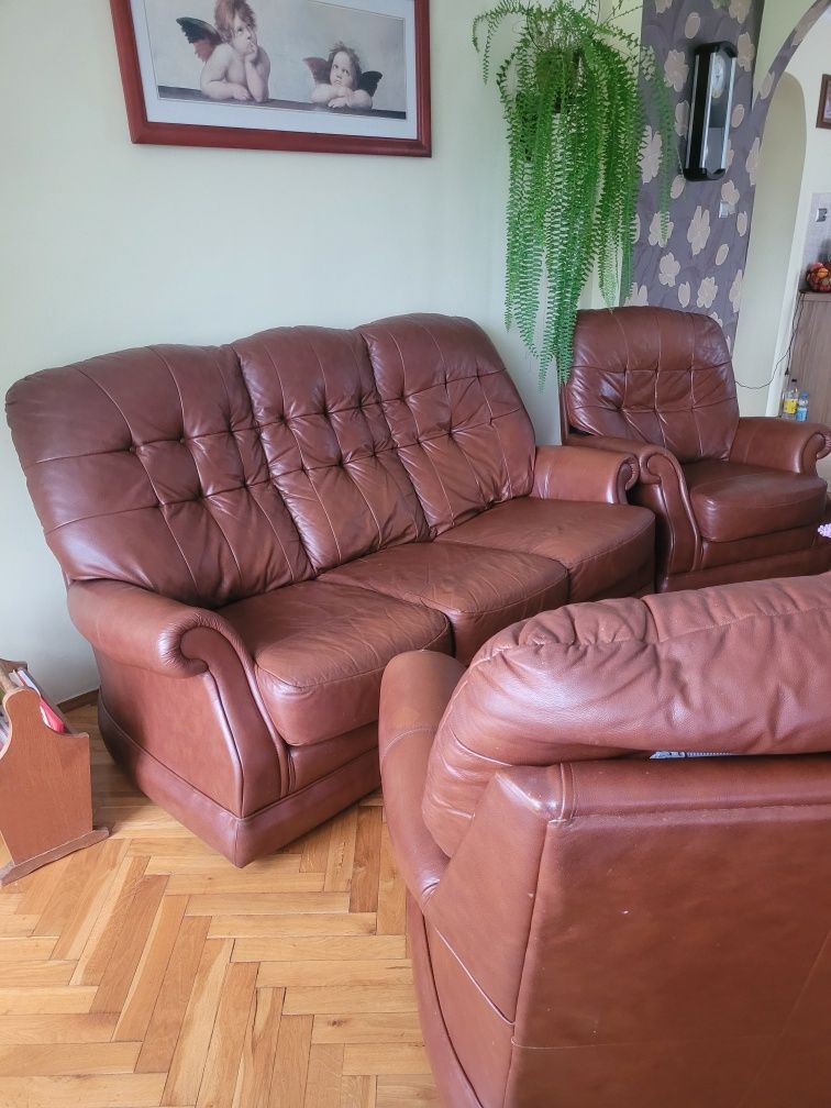 Skórzana sofa, kanapa + fotele