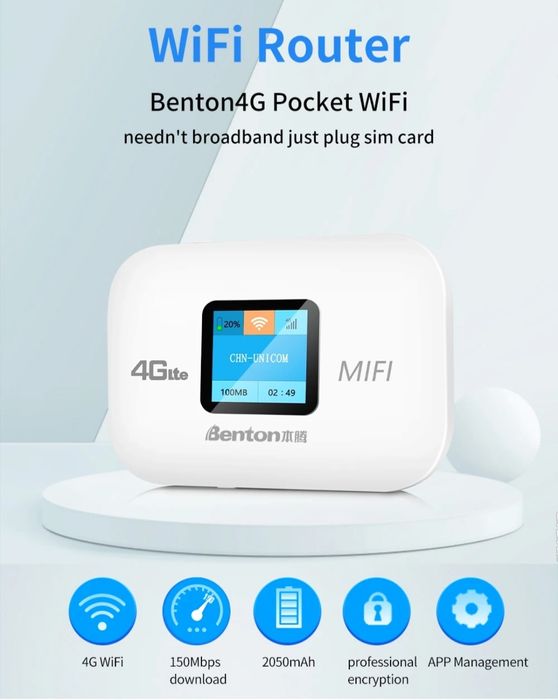 Портативный модем Benton 4G LTE с Wi-Fi для раздачи интернета