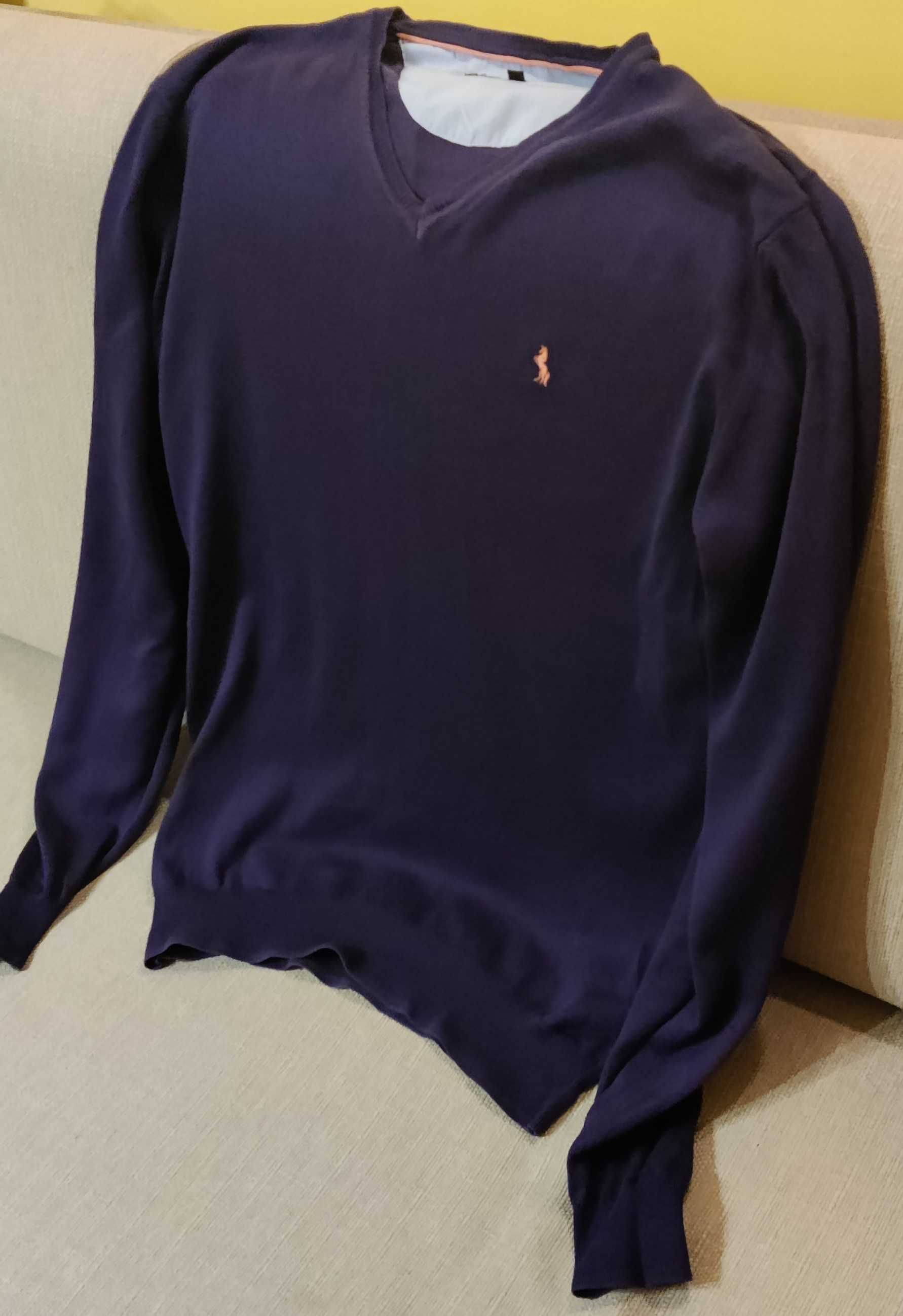 Sweter męski Reserved rozmiar S fioletowy w serek