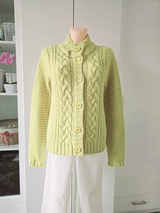 Sweter cytrynowy zapinany półgolf 40/42