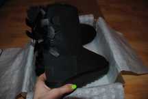 Женские угги с бантиками UGG Short Bailey Bow II Black / Жіночі уги