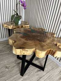 Stoliki kawowe plastry drewna zywica