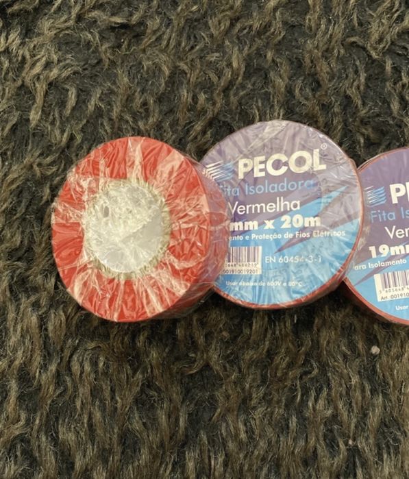Lote 3 unid de fita isoladora vermelha Pecol