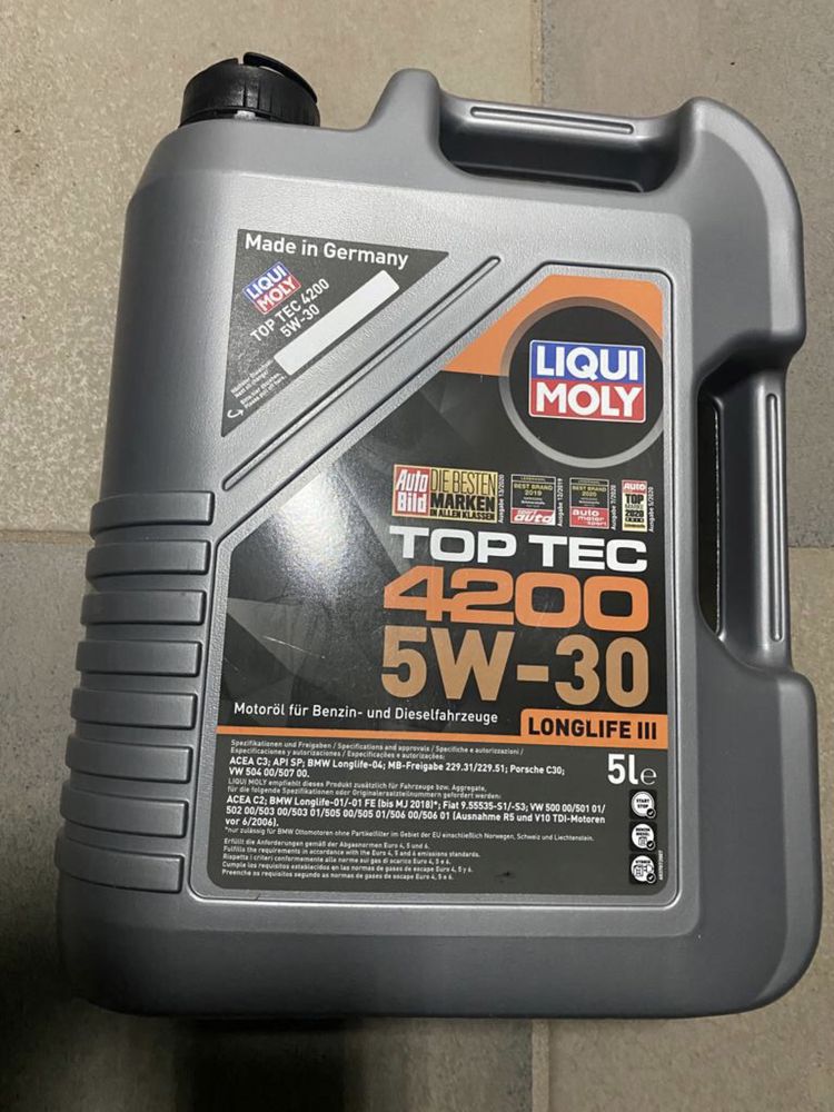 Масло 5w30 Liqui Moly 4200 5w30 5л -2075/Liqui Moly 4100 5W40 5л -1699