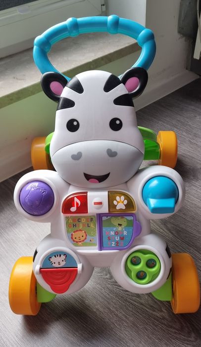 Chodzik pchacz jeździk zebra Fisher-Price Super stan interaktywny