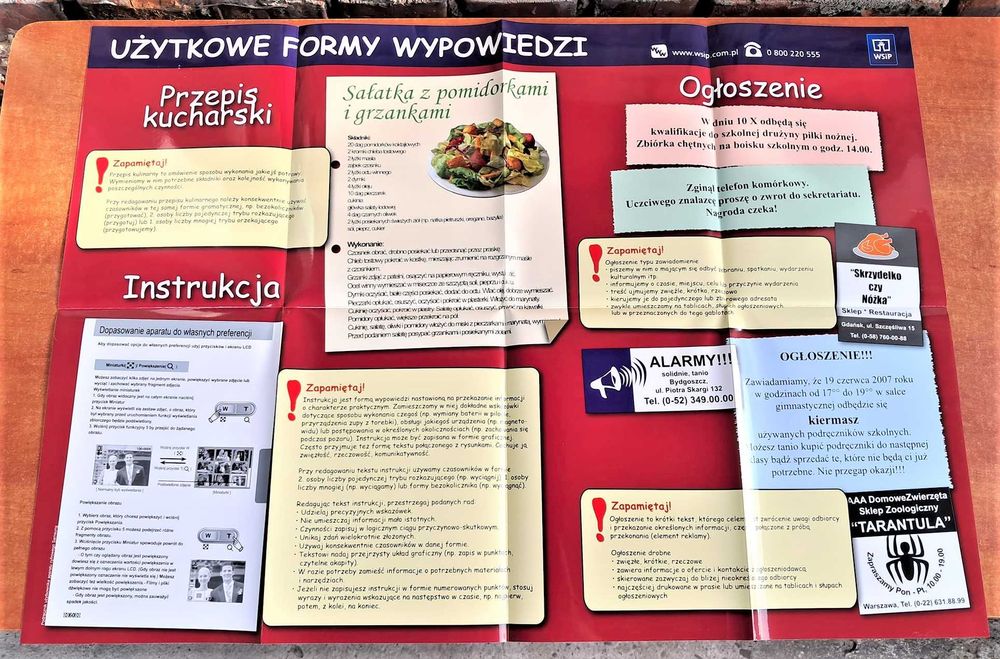 Plansza edukacyjna – dwustronna WSiP: Użytkowe formy wypowiedzi.