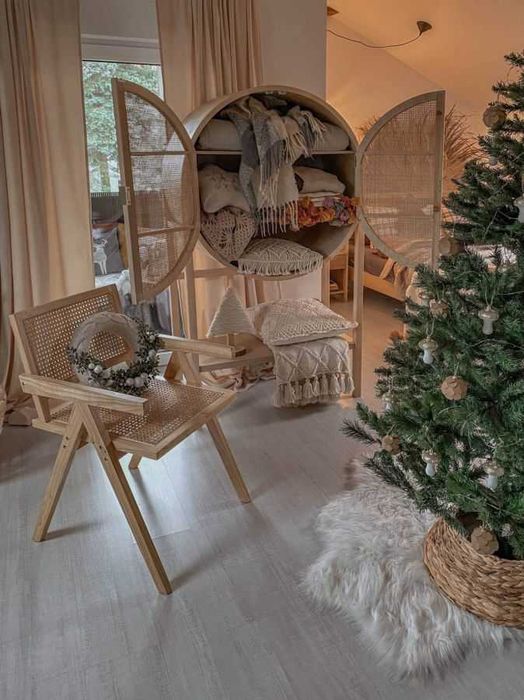 Komoda rattanowa boho Scandi, boho, szafka, na nóżkach