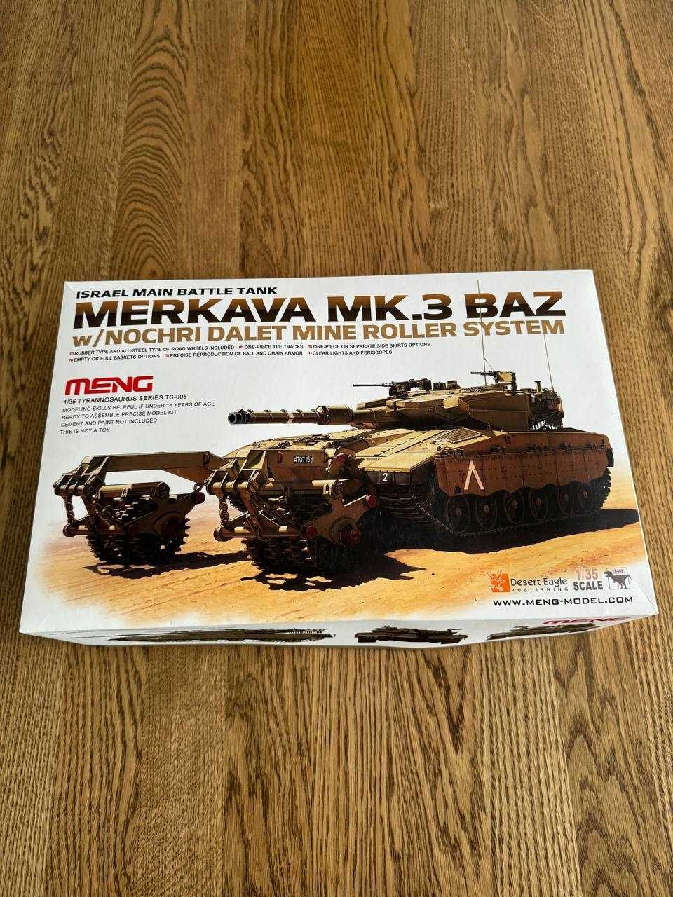 Збірна модель танка Merkava Mk 3 BAZ з мінним тралом MENG 1/35