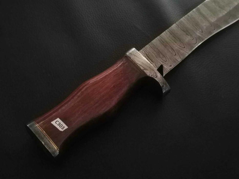 NÓŻ DAMAST BOWIE myśliwski 36cm. STAL DAMASCEŃSKA kuty ręcznie