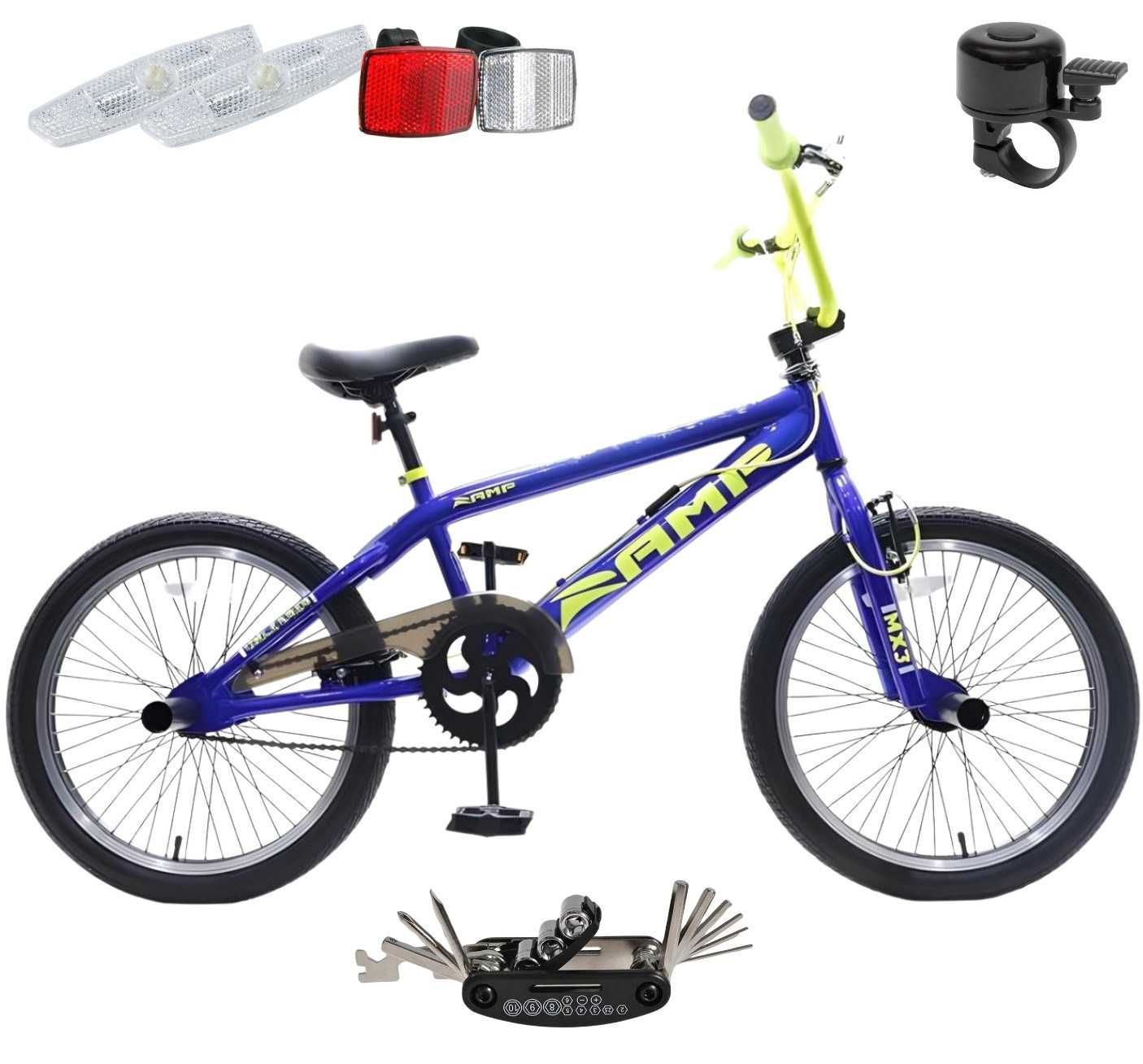 Rower BMX 20" AMP Wyczynowy Młodzieżowy Pegi x4 Rotor Kierownica 360