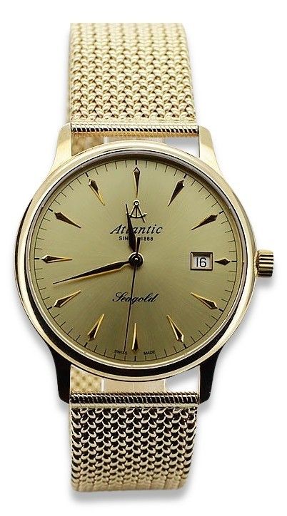 Złoty zegarek Atlantic 14k 585 z bransoletą męski mw003y&mbw014y-WA