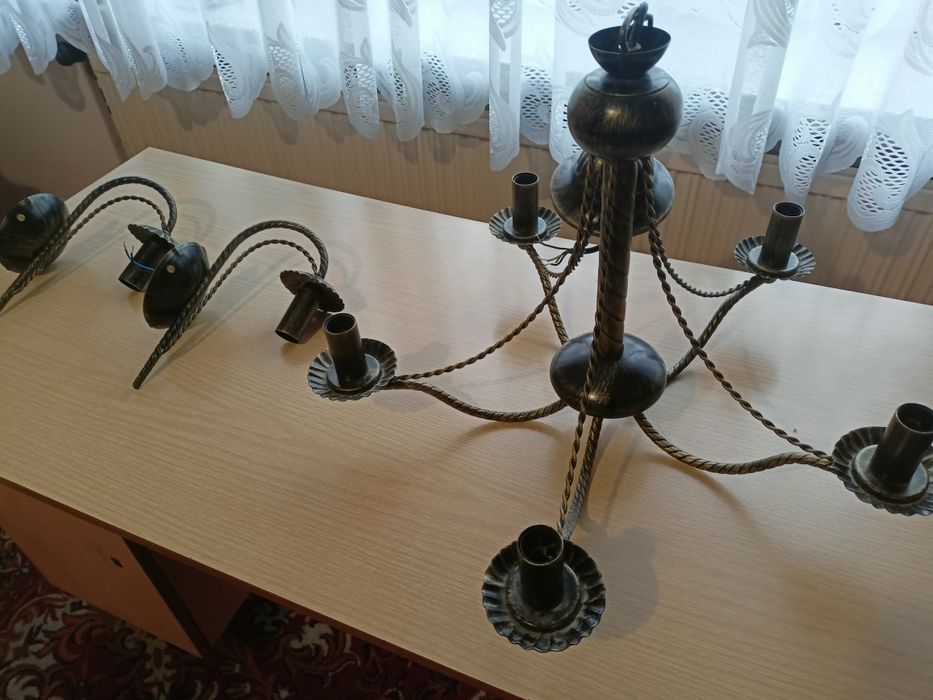 Żyrandol 5 ramienny i dwa kinkiety
