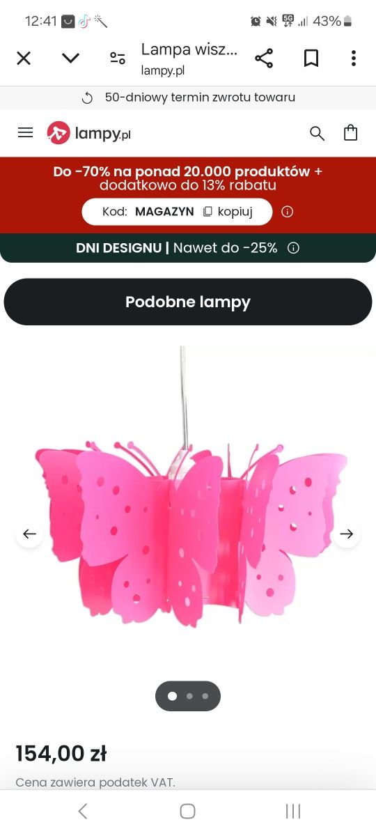 Lampa wkształcie motyla