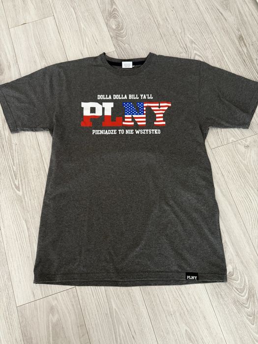 Ciemno szary t-shirt PLNY „pieniądze to nie wszystko” XL