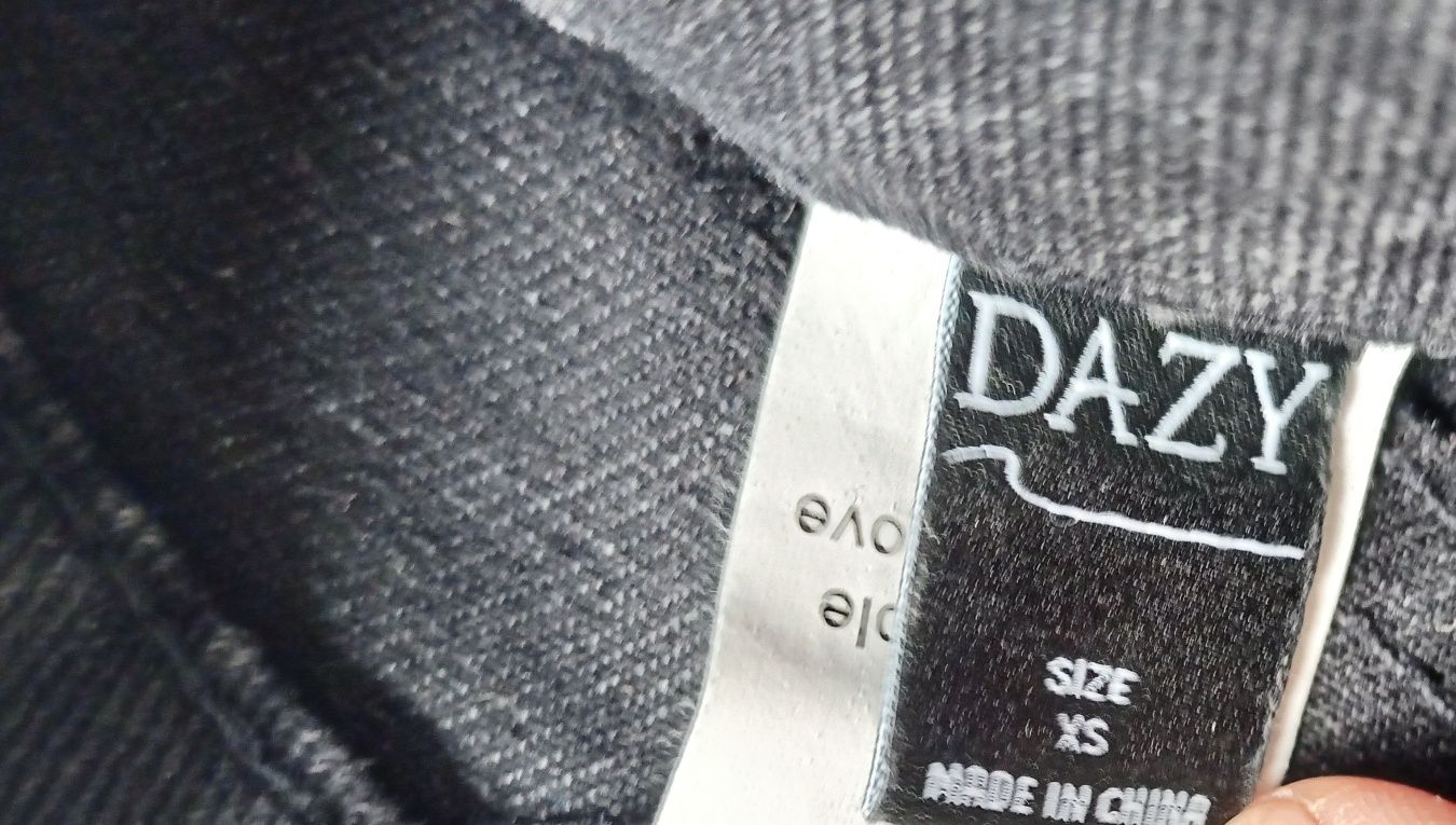 Dazy spodnie czarny grafit wysoki stan szeroka nogawka jeans  34