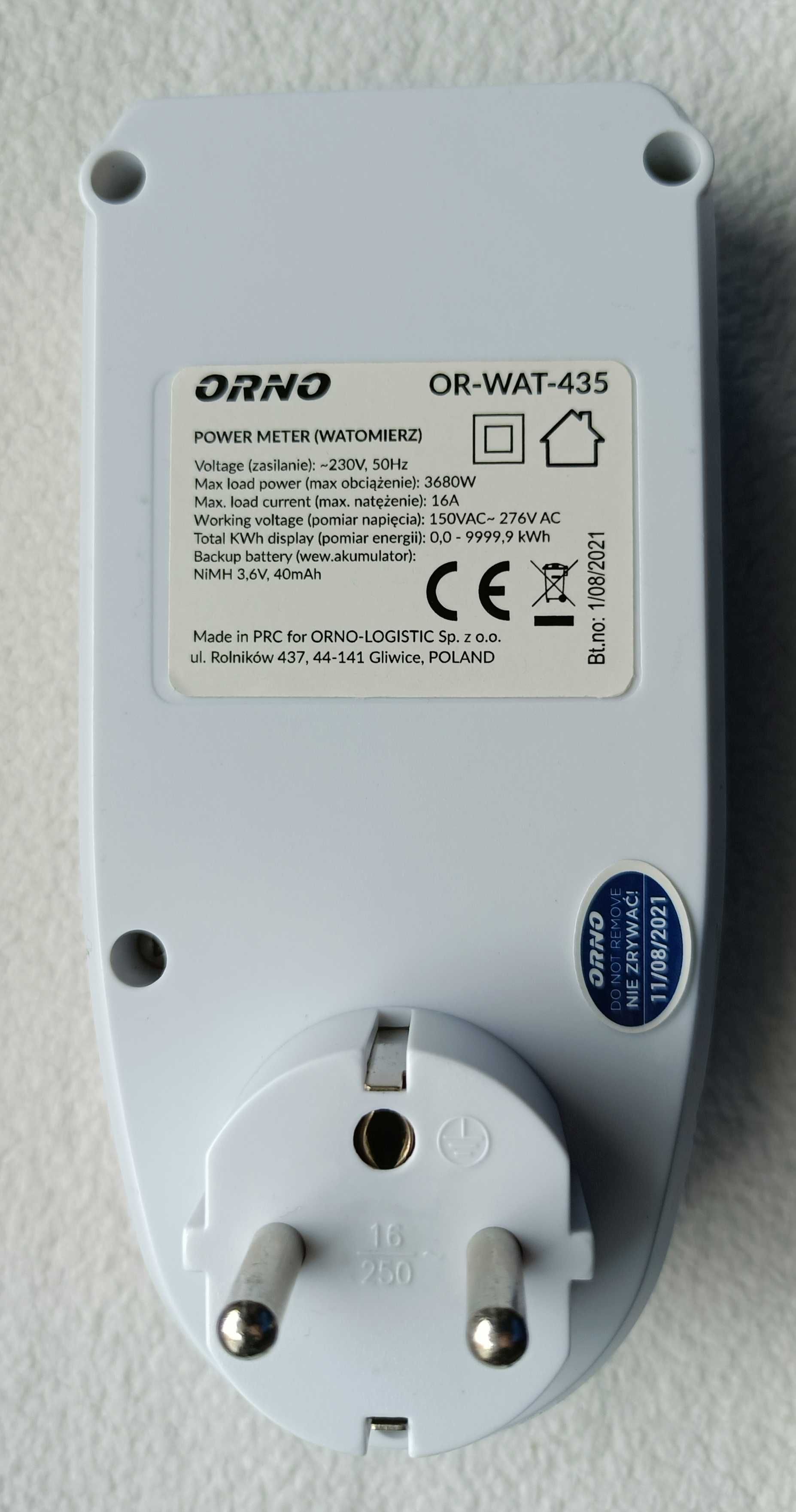 watomierz, kalkulator energii z wyświetlaczem LCD, Orno