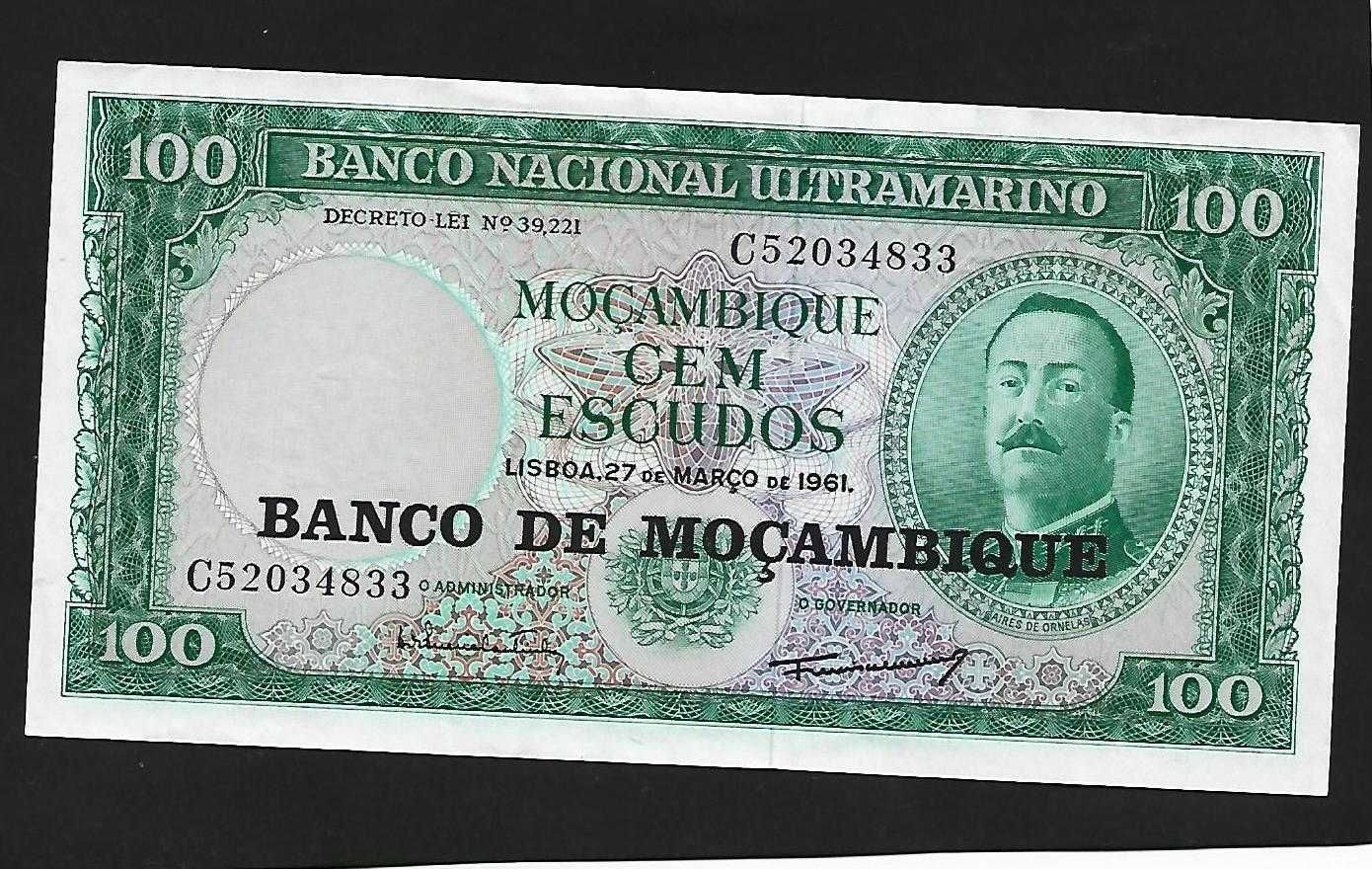 Moçambique Nota de 100$00 1961 Nova