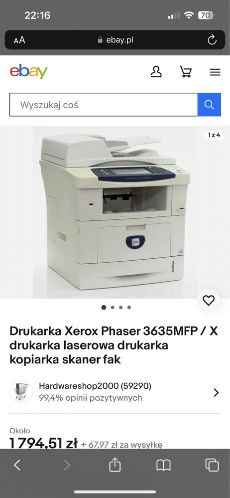 Drukarka Xerox Phaser 3635MFP i toner odbiór osobisty